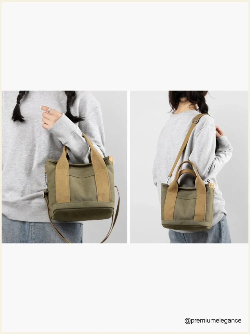 Canvas Satchel Hobo Tote Crossbody Bag 6 Pockets Zipper Travel Work
